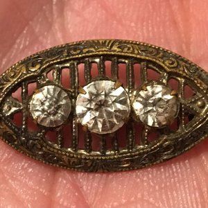 Brooch Antique Victorian Miniature Faceted Crystal